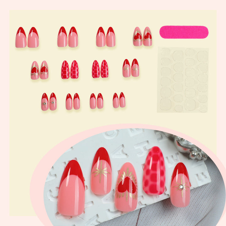 Artistic Heart-Inspired Press-On Nail Art Set Kalsten