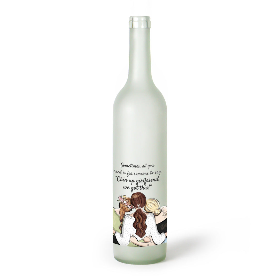 Decorative Frosted Glass Bottle Vase With Fashion Collage Decal
