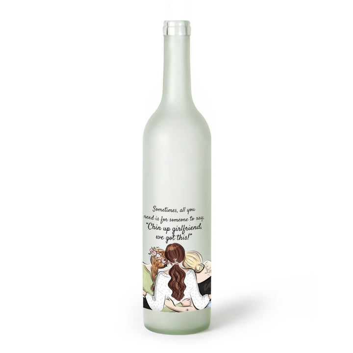 Decorative Frosted Glass Bottle Vase With Fashion Collage Decal