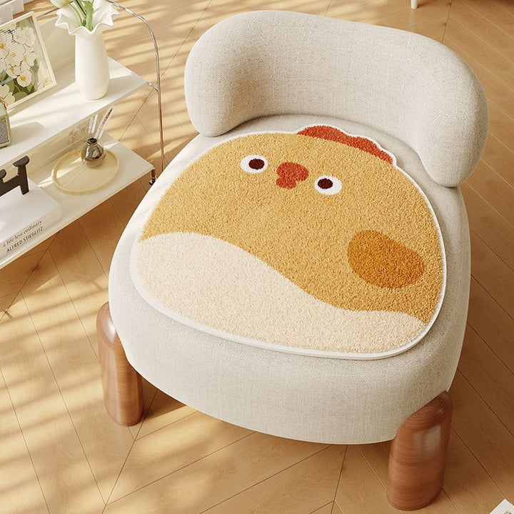 Scalloped-Edge Low-Pile Absorbent Accent Area Rug with Puppy Balloon Motif