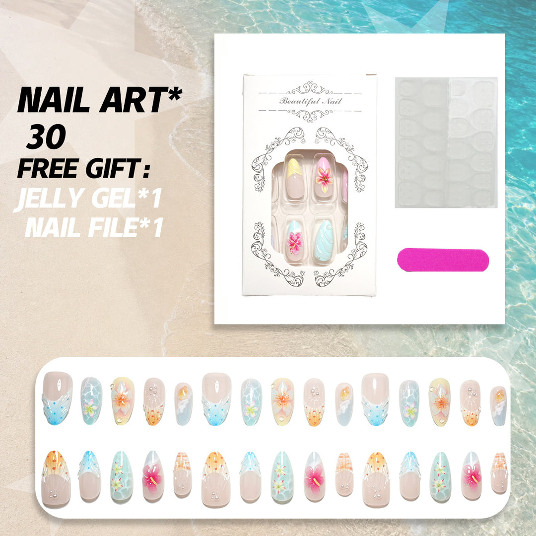 Decorative Floral Press-On Nail Set