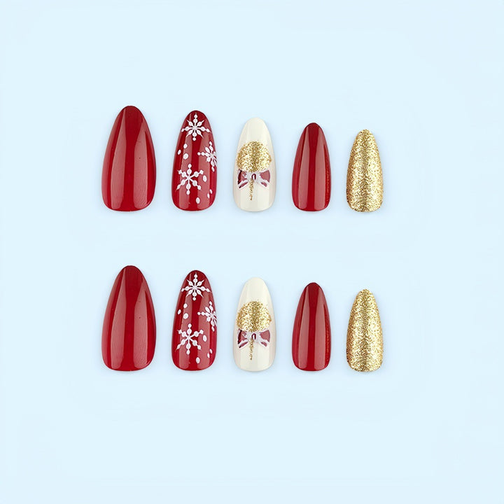 Glamorous artificial nails in festive Christmas design Kalsten