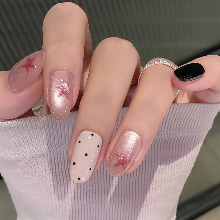 Artistic Press-On Nail Set with Bold Star Designs Kalsten