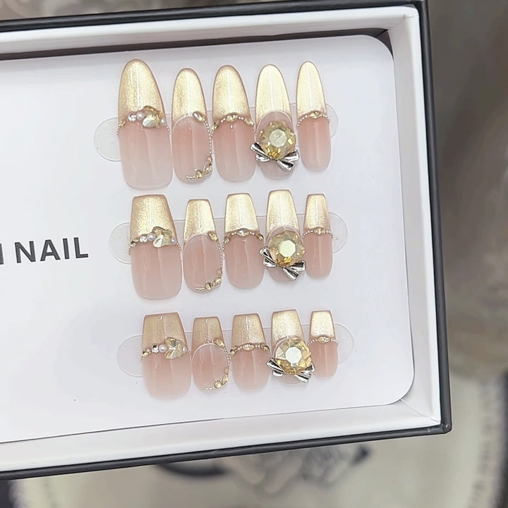 Decorative Rhinestone-Embellished Press-On Nails Kalsten