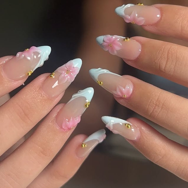 Acrylic nail set with exclusive flower and glitter accents Kalsten