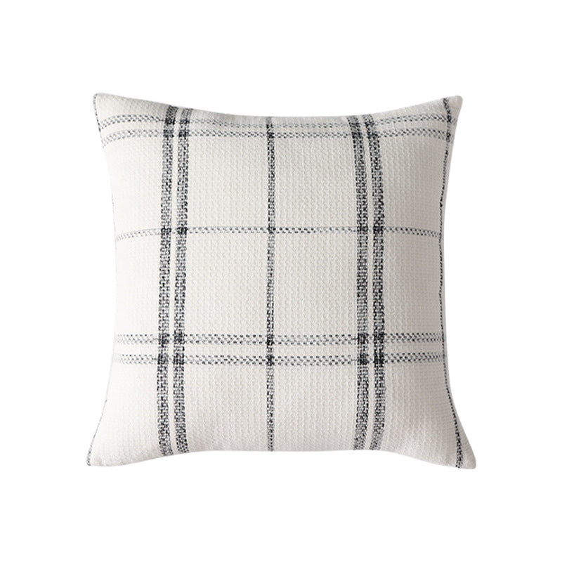 Rectangular woven cushion cover with checkered texture pattern and concealed zipper Kalsten