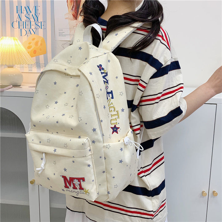 Stylish Star-Embellished Corduroy Backpack Kalsten