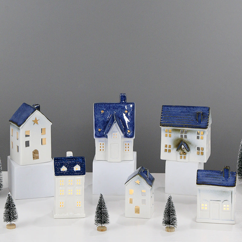 Ceramic House-Shaped Decorative Lantern Kalsten