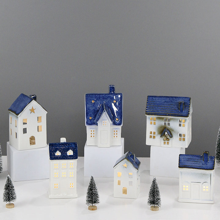 Ceramic House-Shaped Decorative Lantern Kalsten