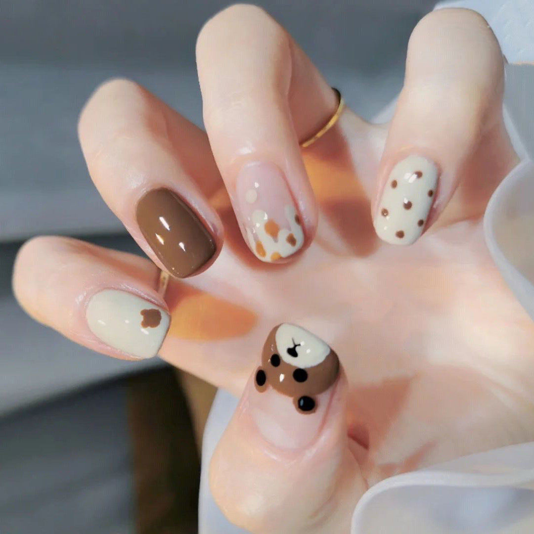 Cute Bear-Themed Nail Art
