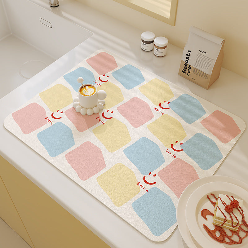Smiley-Themed Kitchen Comfort Mat
