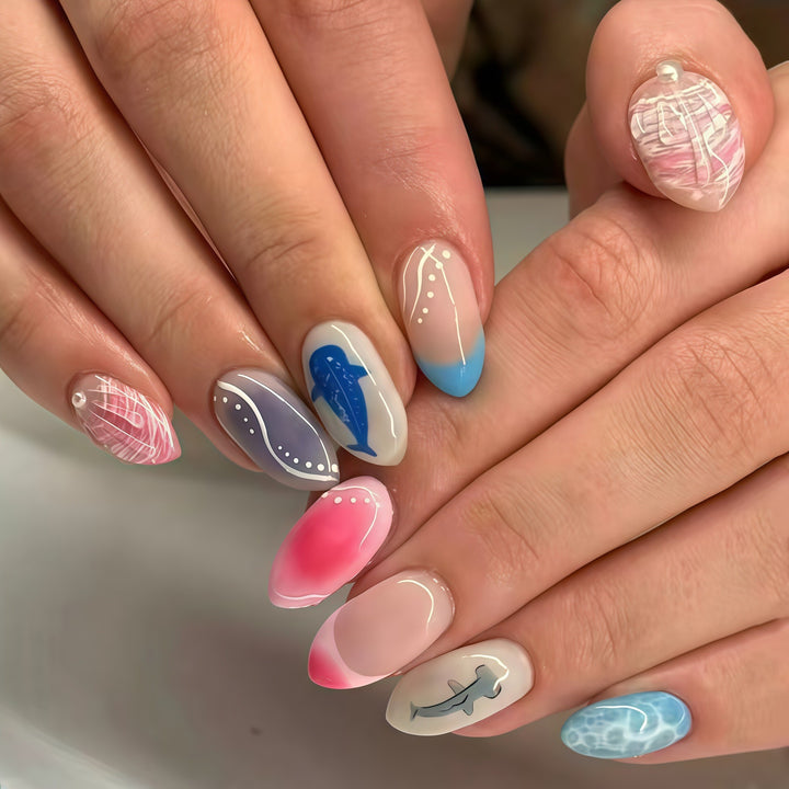 Artistic Sea-Themed Nail Art Kalsten