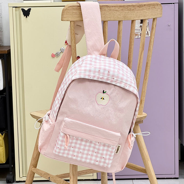 Playful Gingham Patterned Backpack Kalsten