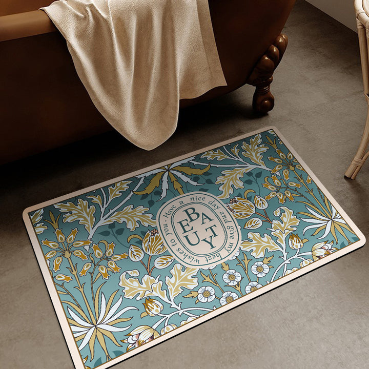 Elegant Floral Design Area Mat for Home