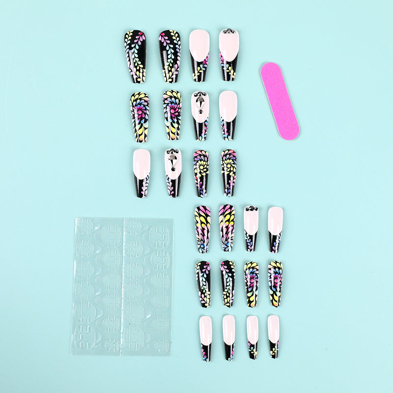 Art nails with colorful floral patterns Kalsten