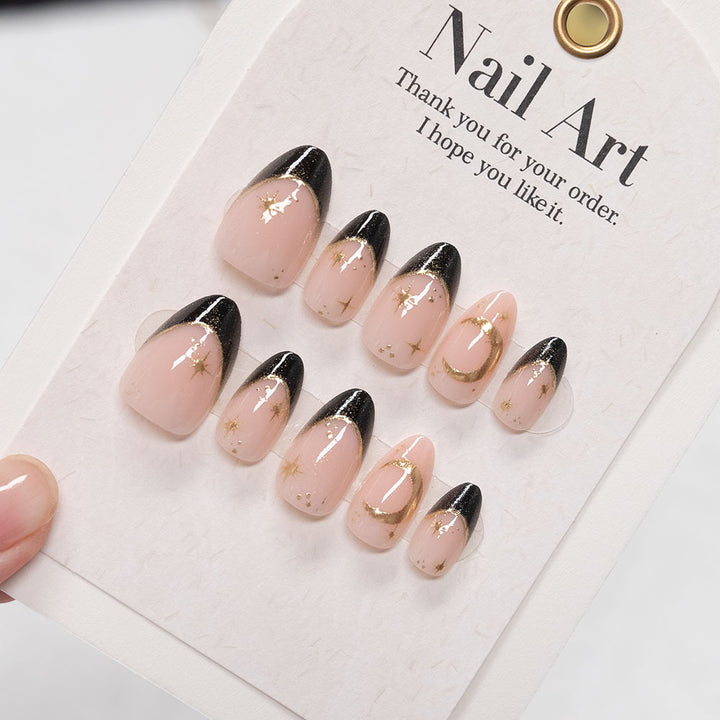 Elegant Gold-Tipped Stiletto Press-On Nails