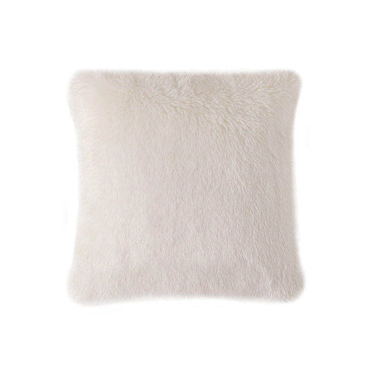 Rectangular faux fur decorative cushion with wavy plush surface