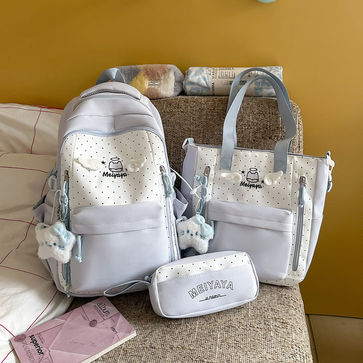 Stylish Dot-Printed Backpack with Decorative Accents Kalsten