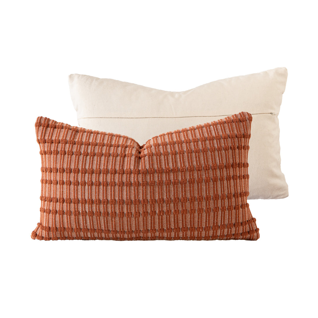 Luxurious rectangular decorative cushion set with handwoven relief texture and concealed zipper