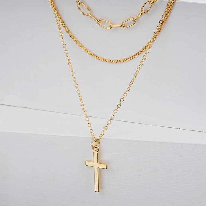 Multi-Layered Cross Pendant Necklace Kalsten