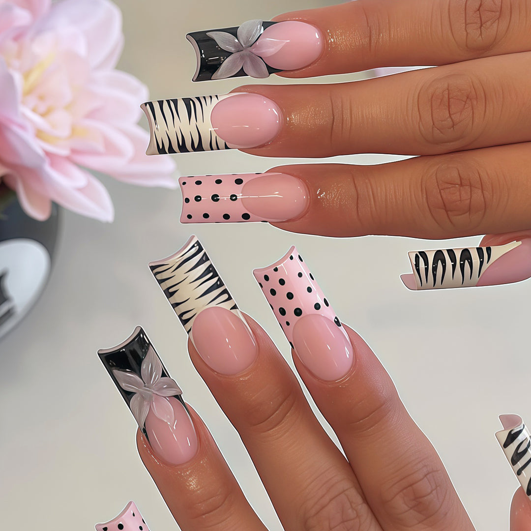 Decorative Long Press-On Nail Art Tips Kalsten