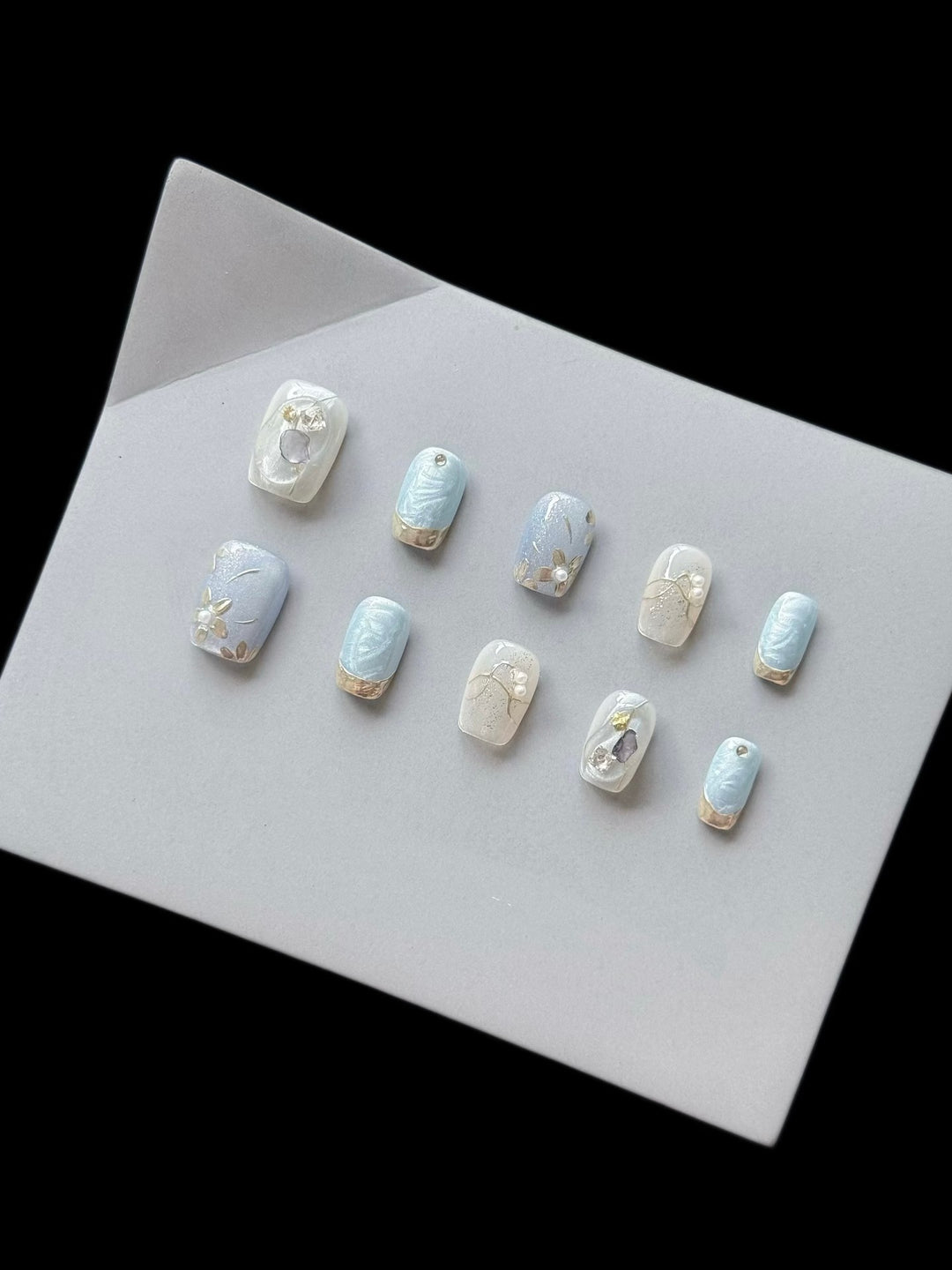 Artistic Hand-Painted Press-On Nail Set