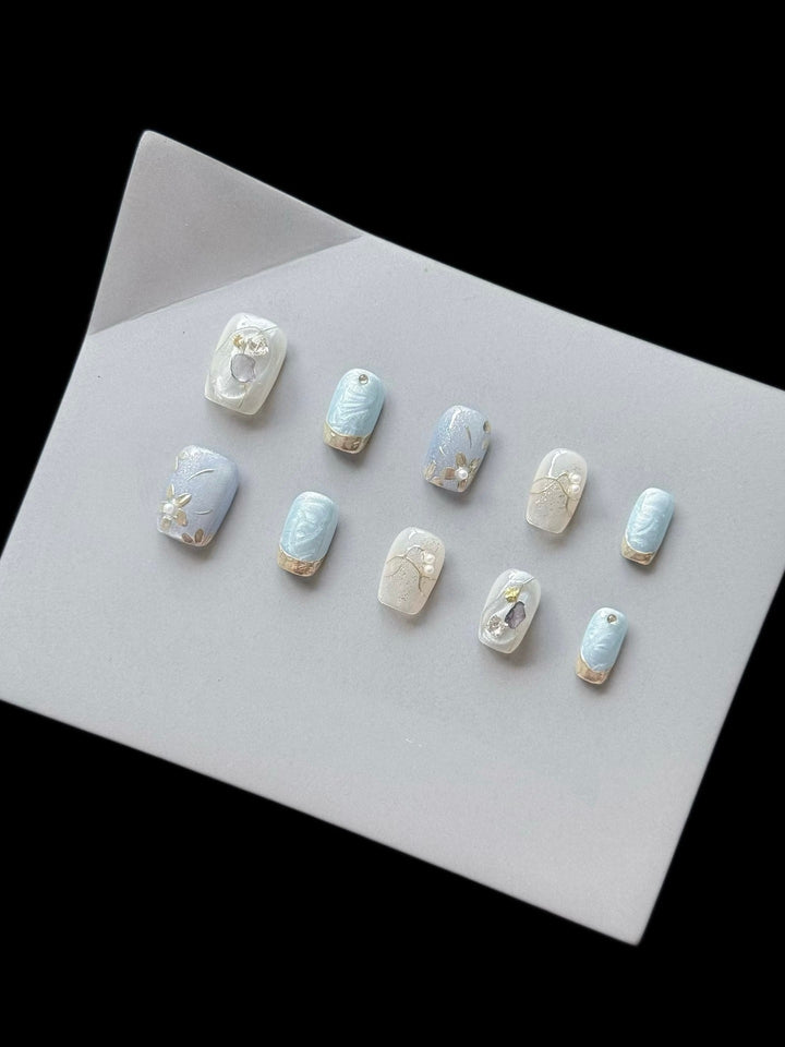 Artistic Hand-Painted Press-On Nail Set