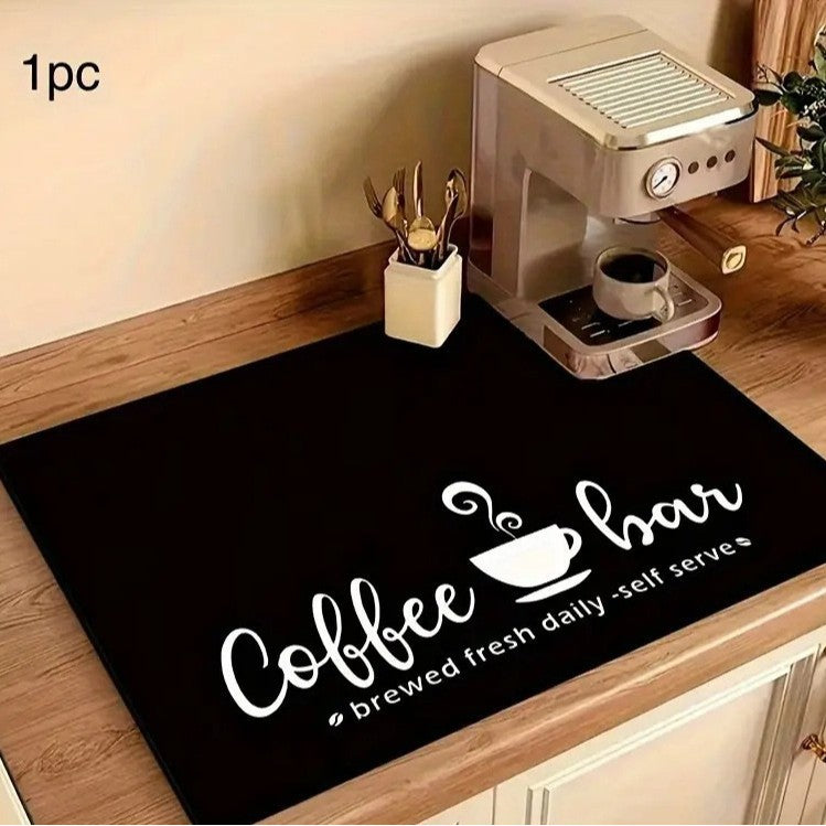 Coffee-Themed Decorative Kitchen Mat