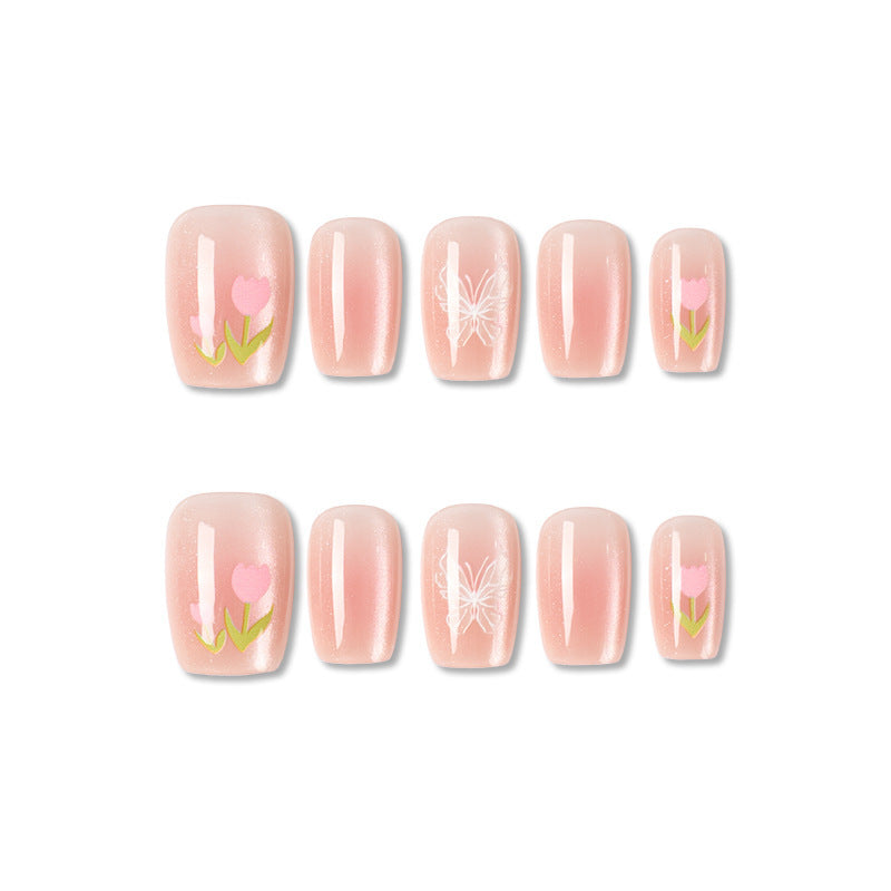 Decorative Floral Gel Nail Enhancements
