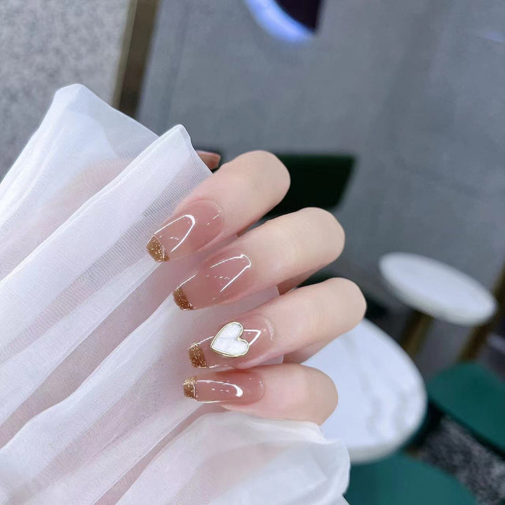 Decorative Press-On Nail Set with Heart Design Kalsten
