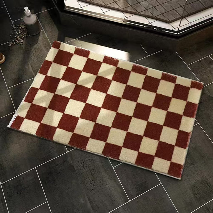 Plush Checkerboard Bath Rug