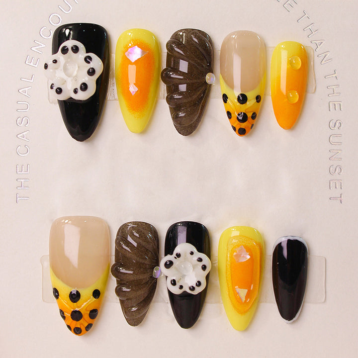 Acrylic Nail Set with Creative Dessert Motifs Kalsten