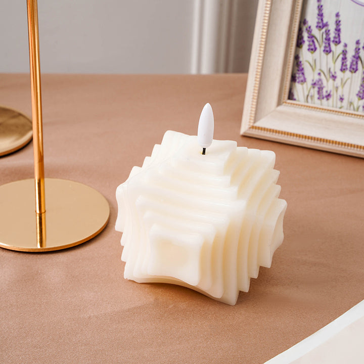 Bubble-Grid Cube LED Flameless Decorative Tabletop Candle Lamp
