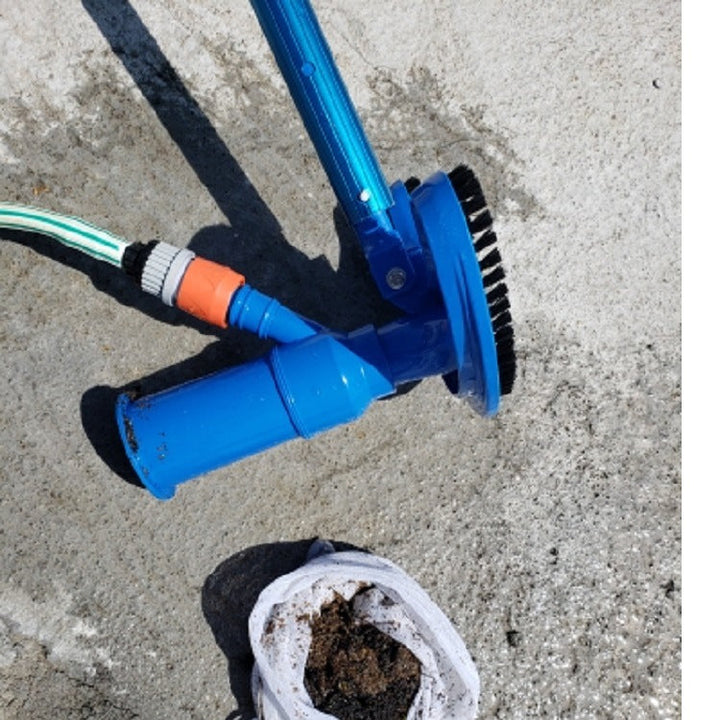 Telescopic pool vacuum head with heavy duty scrubbing bristles and fine mesh debris collection bag Kalsten