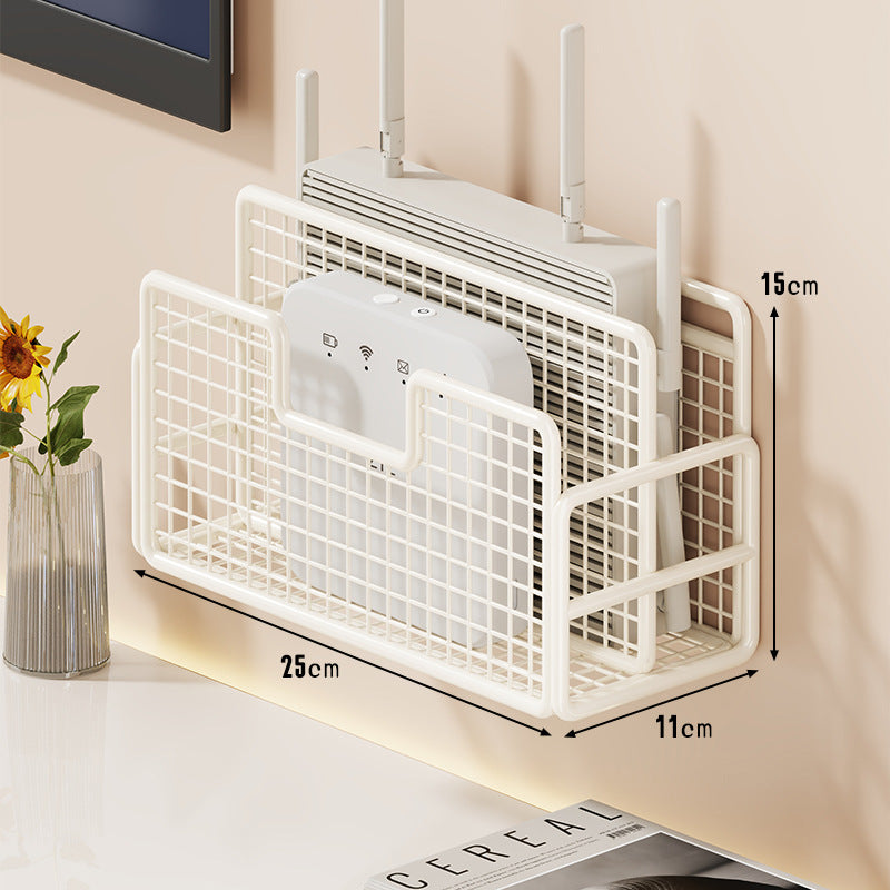 Wall-Mounted Ventilated Router and Remote Storage Basket
