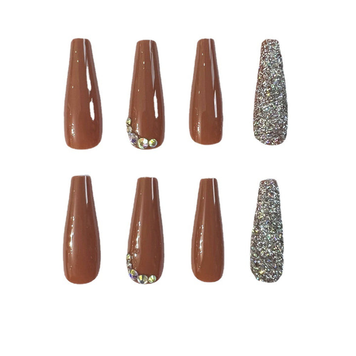 Stiletto Press-On Nail Set with Rhinestone Accents