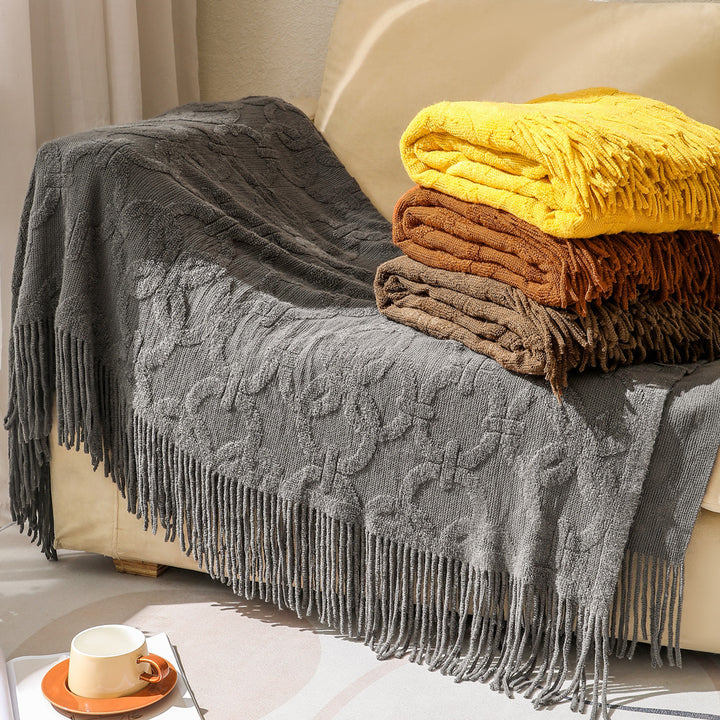 Decorative Fringe Throw Blanket Kalsten