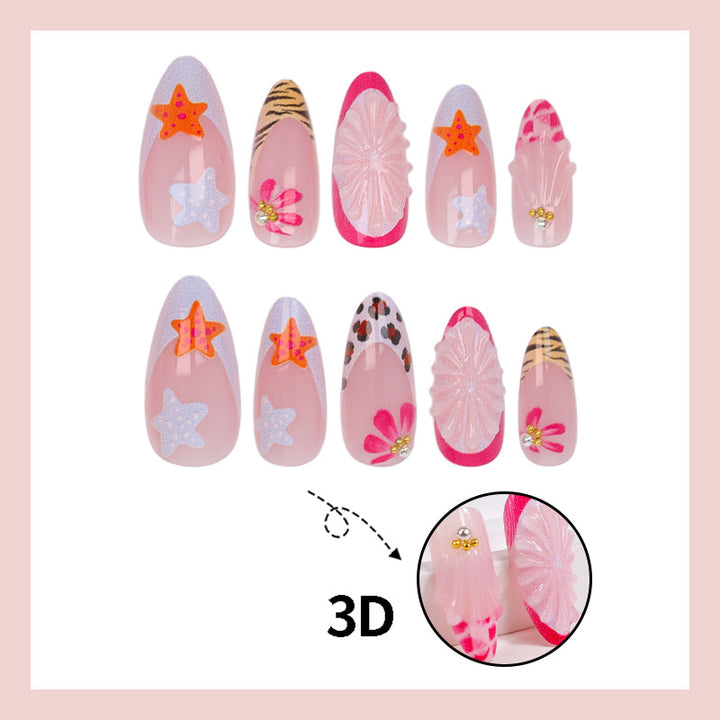 Artificial nail set with creative floral and maritime designs Kalsten