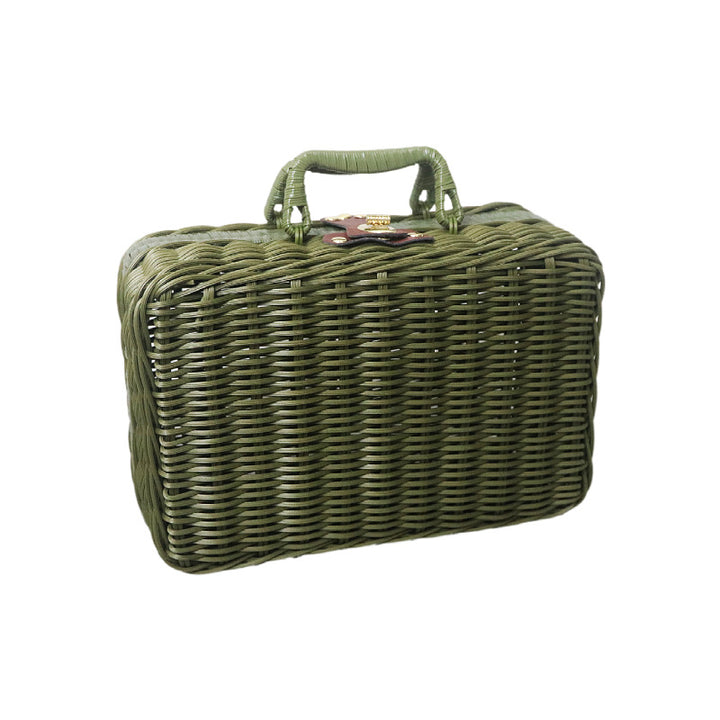 Handmade basket with leather handle Kalsten