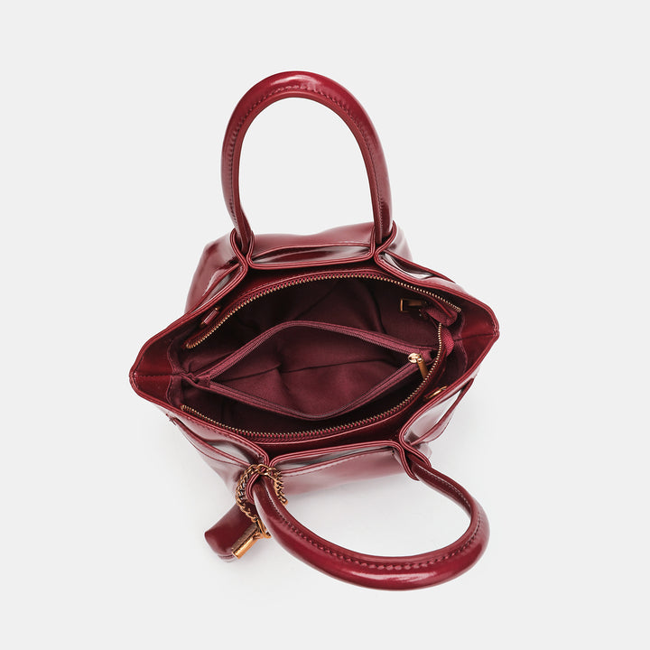 Chic Structured Handheld Satchel with Lock Detail