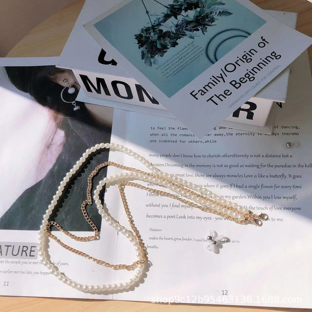 Elegant Pearl and Chain Reading Glasses Holder Kalsten
