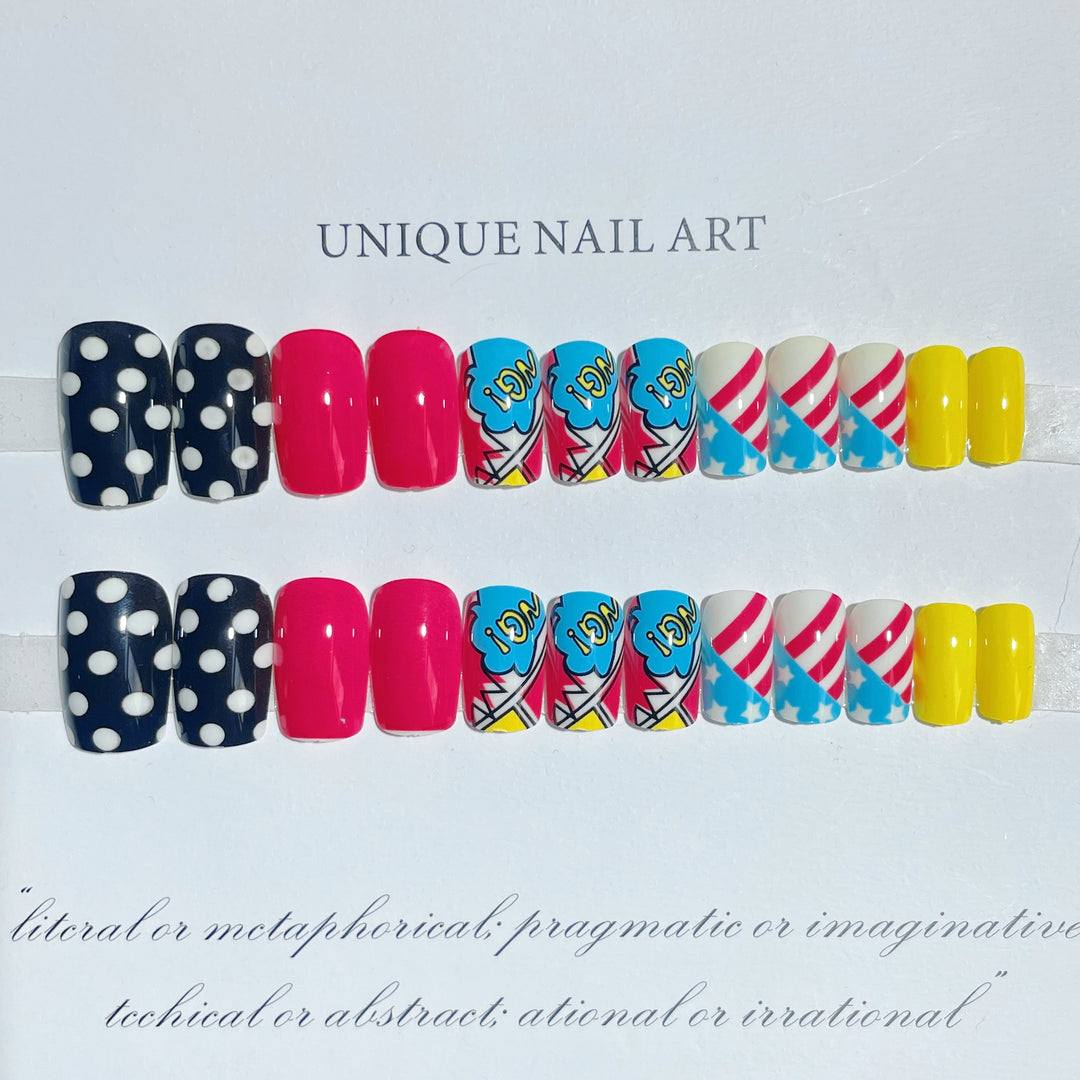 Playful Cartoon-Themed Press-On Nail Set