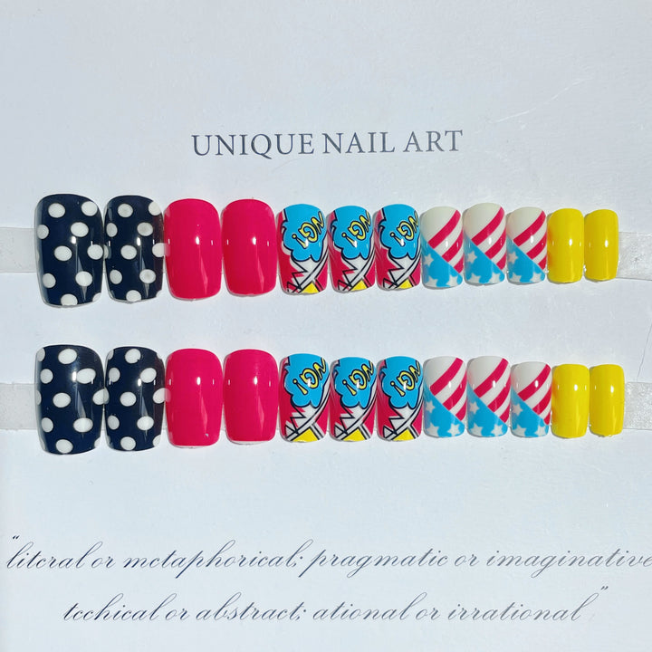 Playful Cartoon-Themed Press-On Nail Set