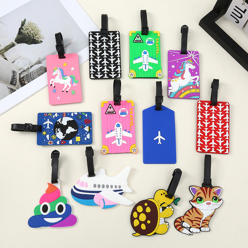 silicone travel luggage tag world map airplane design with adjustable strap Kalsten
