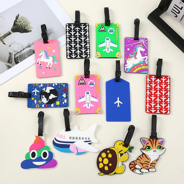 silicone travel luggage tag world map airplane design with adjustable strap Kalsten