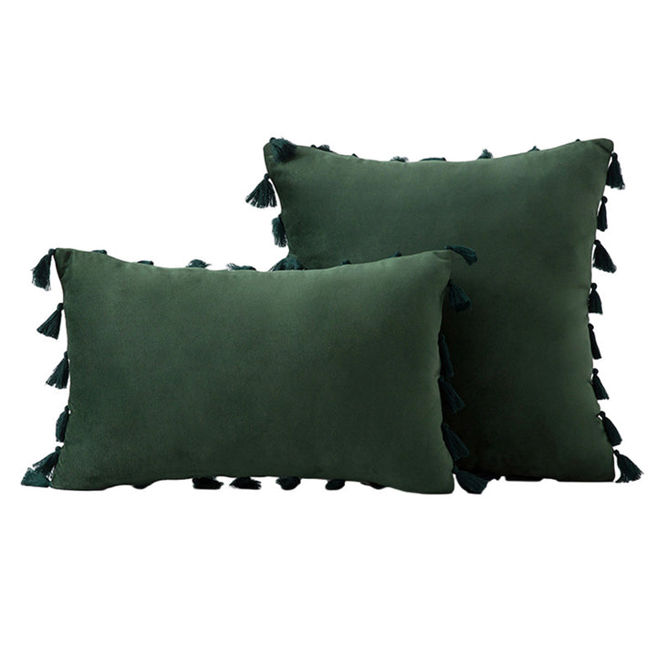 Velvet Tassel-Trim Square and Lumbar Decorative Pillow Set