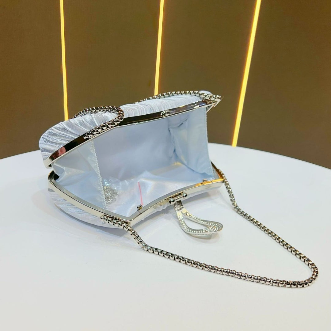 Pleated Satin Evening Handbag
