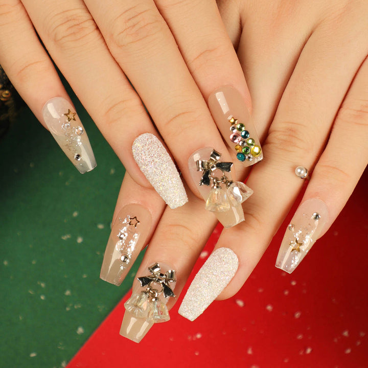 Artful nail extensions with elegant crystal embellishments Kalsten