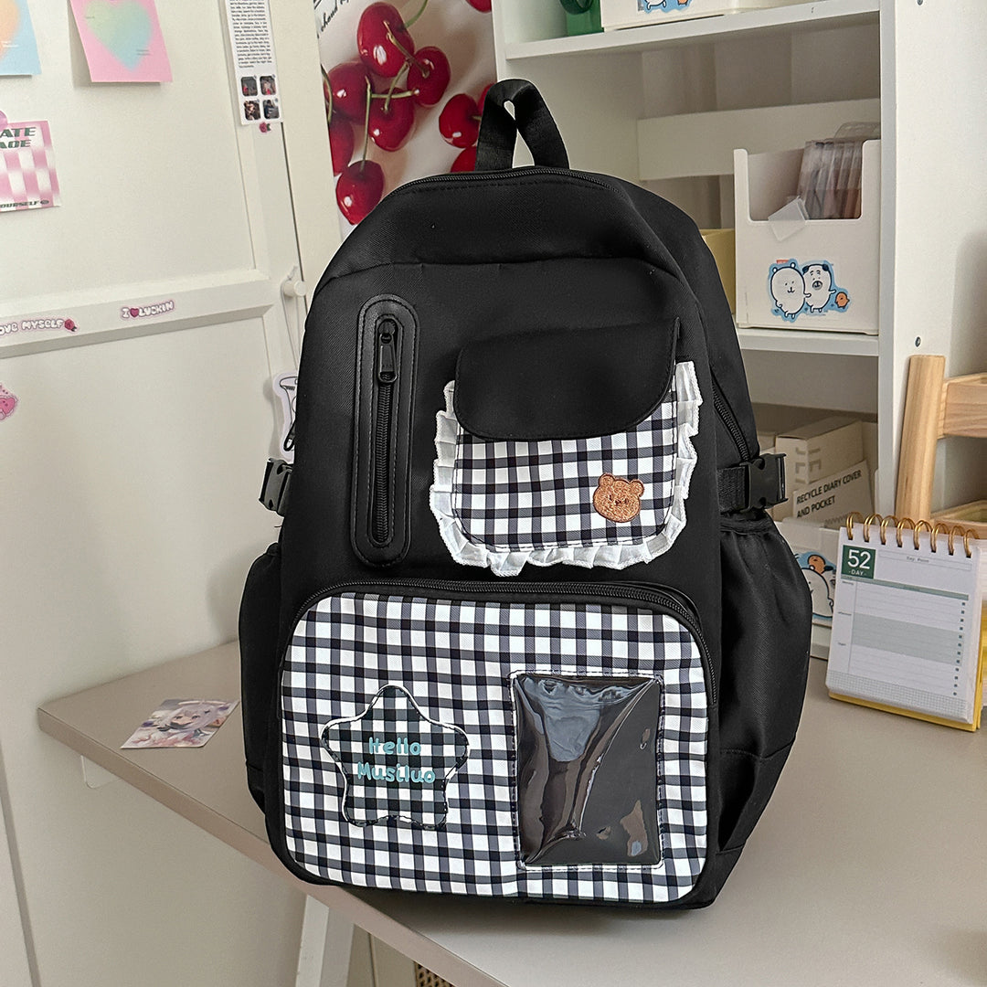 Stylish Gingham Print Backpack Kalsten