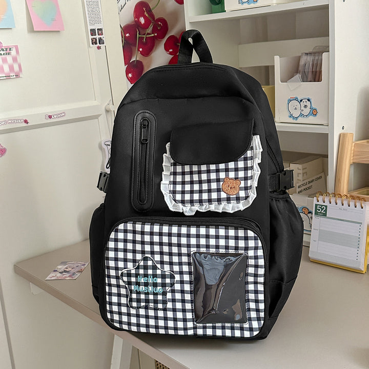 Stylish Gingham Print Backpack Kalsten